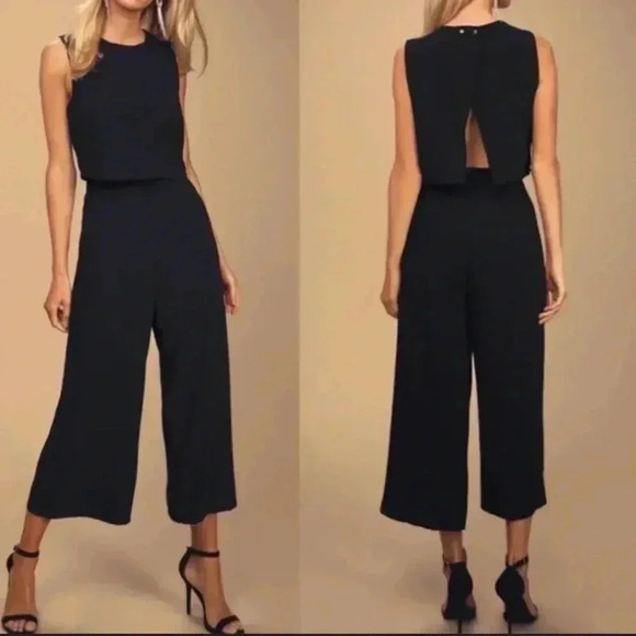 LULU’S Glam-bition Black Backless Sleeveless Midi Jumpsuit Size S - Picture 1 of 6